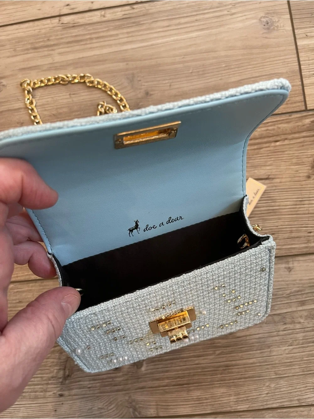 Doe A Dear | Pearls & Beads Tweed Purse